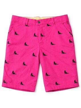 LoudMouth Pink Silhouette Golf Shorts Size 32